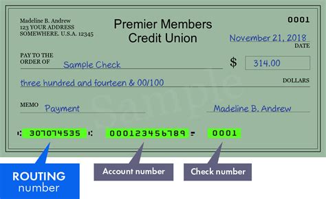 premier members credit union routing number